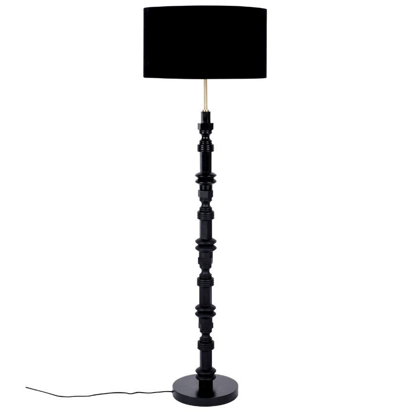 Černá látková stojací lampa ZUIVER TOTEM 148 cm