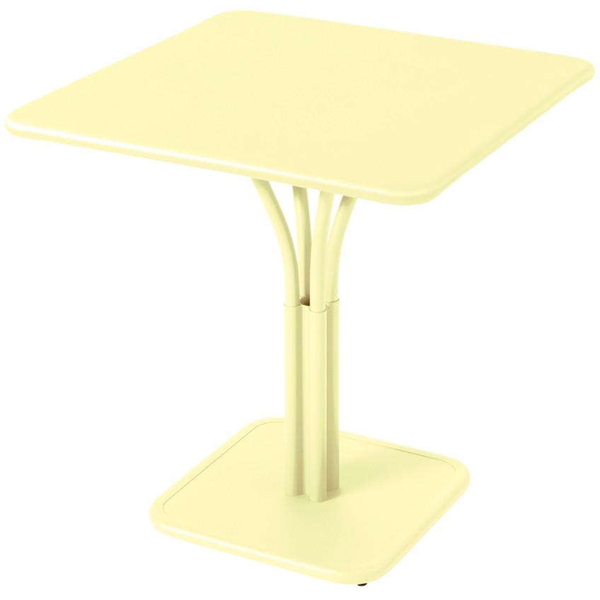 Citronově žlutý kovový stůl Fermob Luxembourg Pedestal 71 x 71 cm