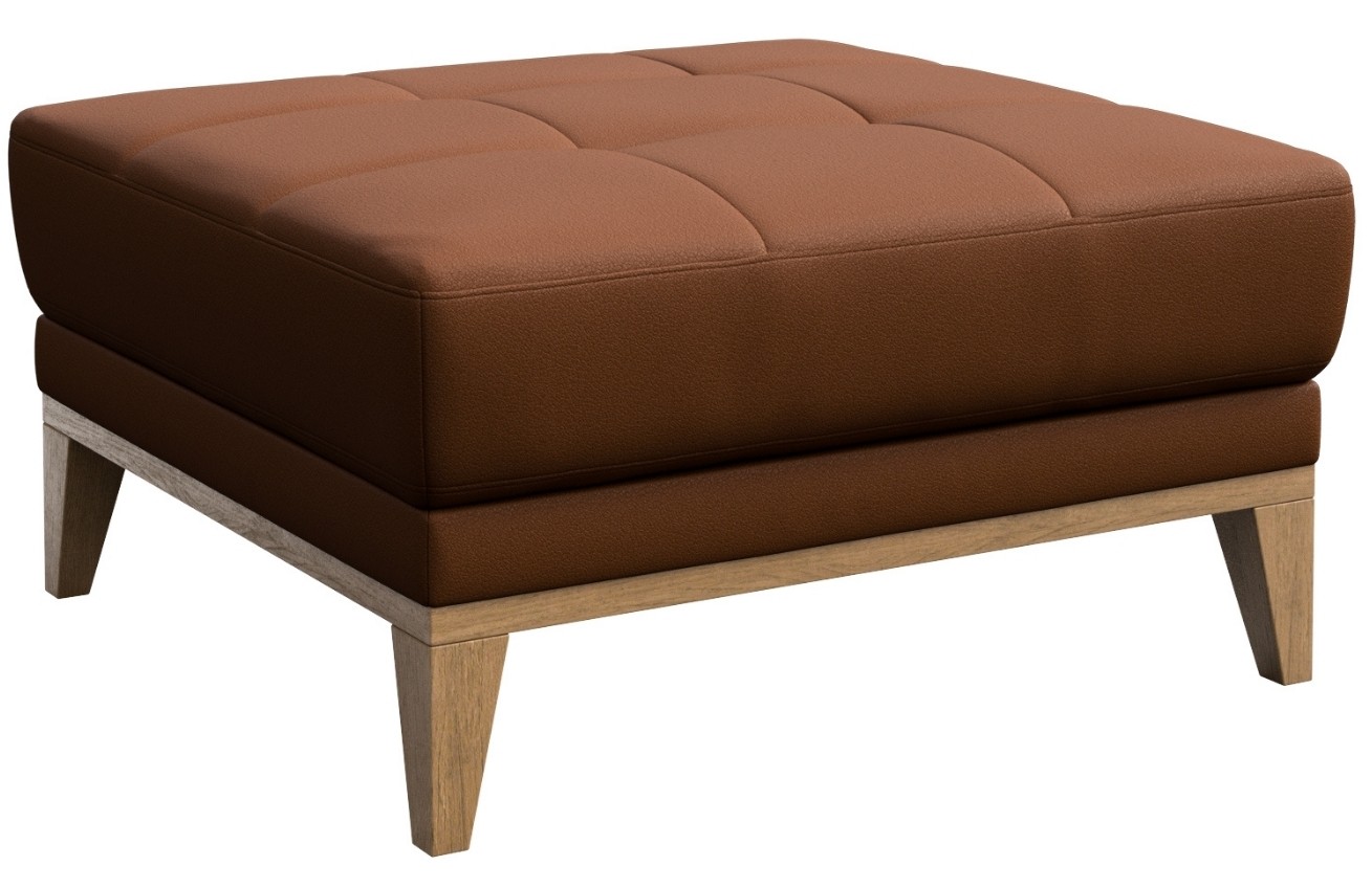 Hnědá kožená podnožka MESONICA Musso Tufted