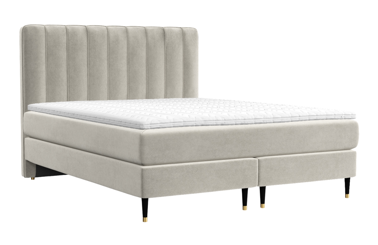 Maison de Rêve Béžová sametová postel boxspring KOBBE 200 x 200 cm