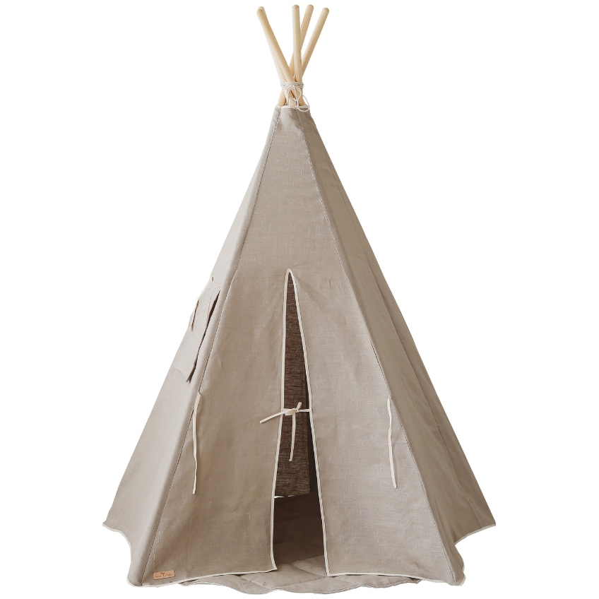 Moi Mili Béžový lněný teepee stan Apache 170 x 130 cm