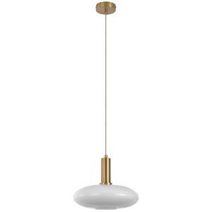 Nordic Living Bílo zlatá skleněná závěsná lampa Tabea 28 cm