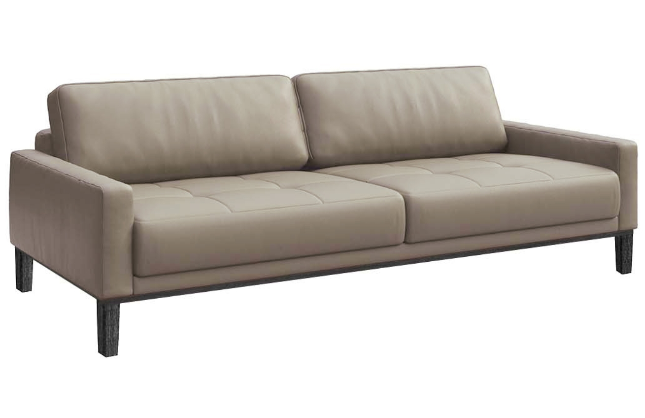 Šedá třímístná kožená pohovka MESONICA Musso Tufted 211 cm