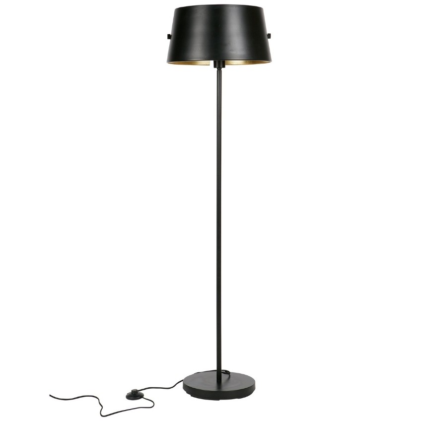 WOOOD Černá kovová stojací lampa Loma 145 cm